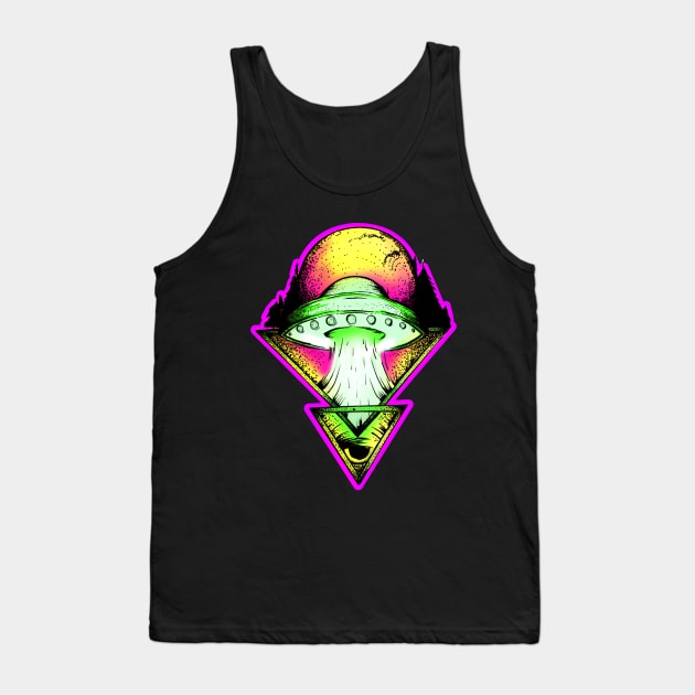 All Seeing UFO (Color) Tank Top by Tony Romano
